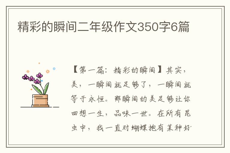 精彩的瞬间二年级作文350字6篇