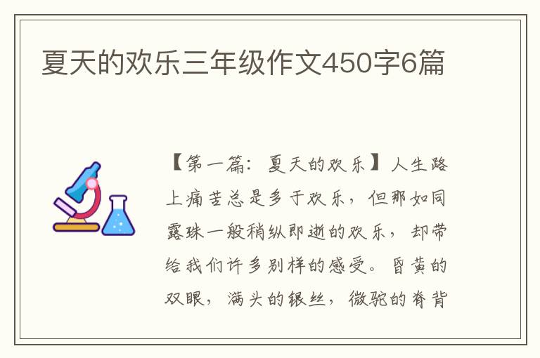 夏天的欢乐三年级作文450字6篇