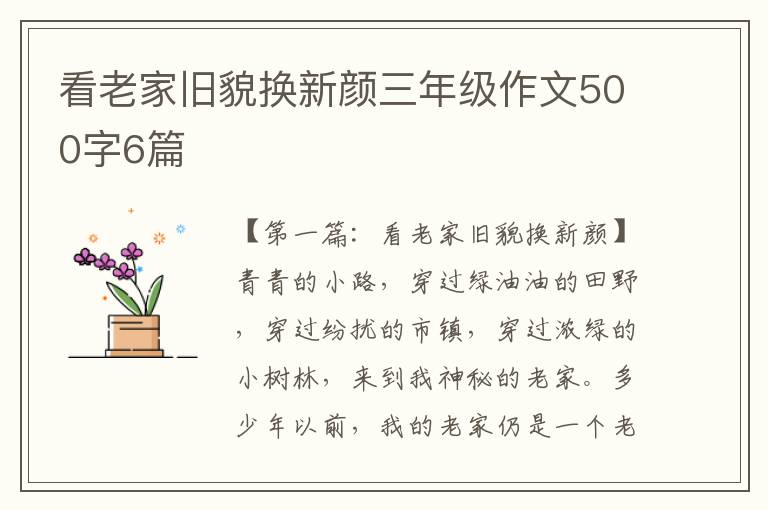 看老家旧貌换新颜三年级作文500字6篇