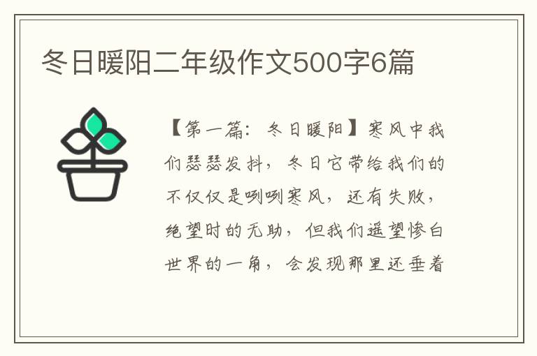 冬日暖阳二年级作文500字6篇