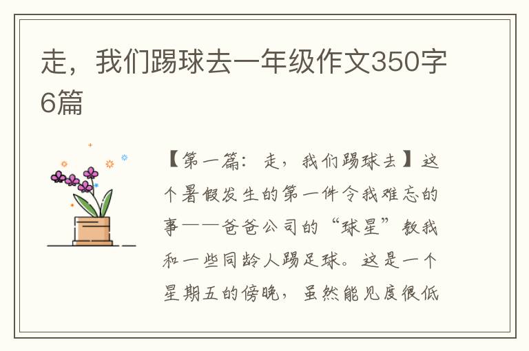 走，我们踢球去一年级作文350字6篇