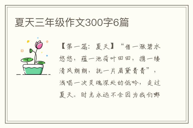 夏天三年级作文300字6篇