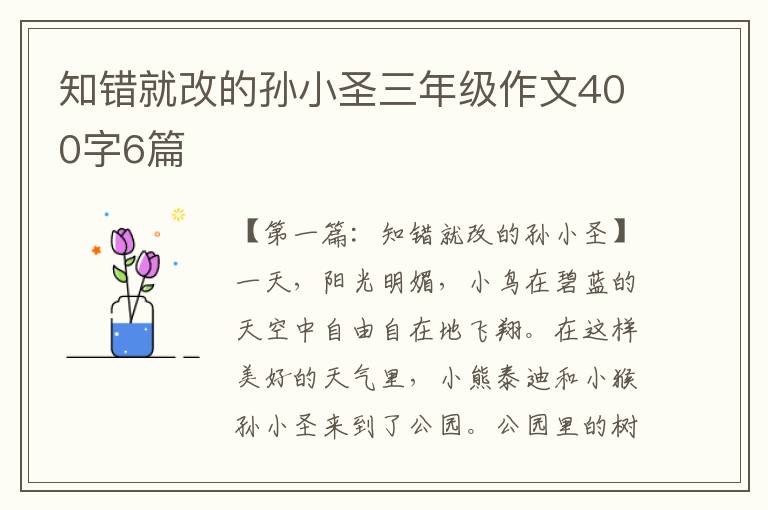 知错就改的孙小圣三年级作文400字6篇