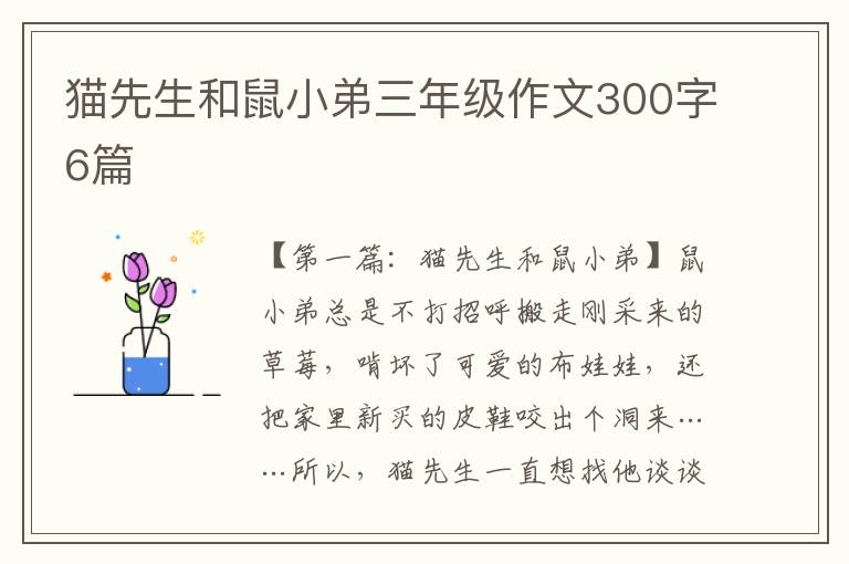 猫先生和鼠小弟三年级作文300字6篇