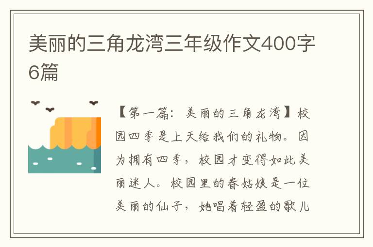 美丽的三角龙湾三年级作文400字6篇