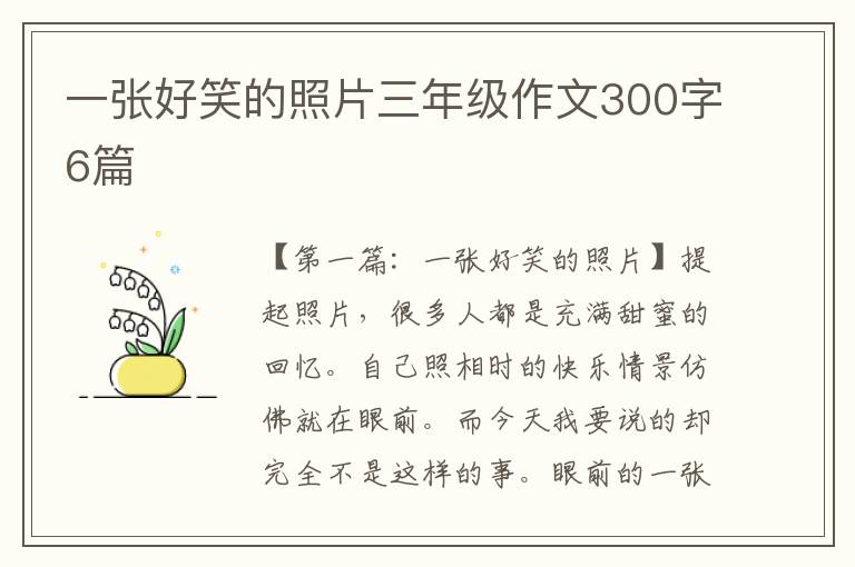 一张好笑的照片三年级作文300字6篇