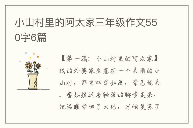 小山村里的阿太家三年级作文550字6篇