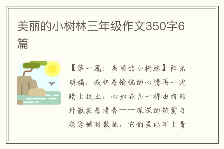 美丽的小树林三年级作文350字6篇