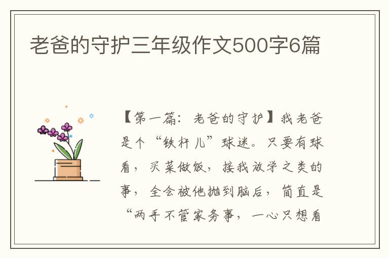 老爸的守护三年级作文500字6篇