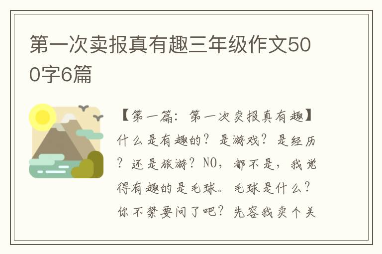 第一次卖报真有趣三年级作文500字6篇