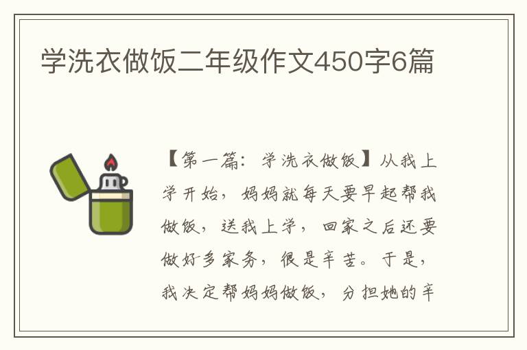 学洗衣做饭二年级作文450字6篇