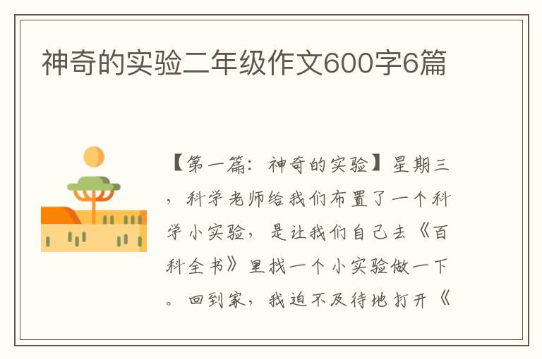 神奇的实验二年级作文600字6篇