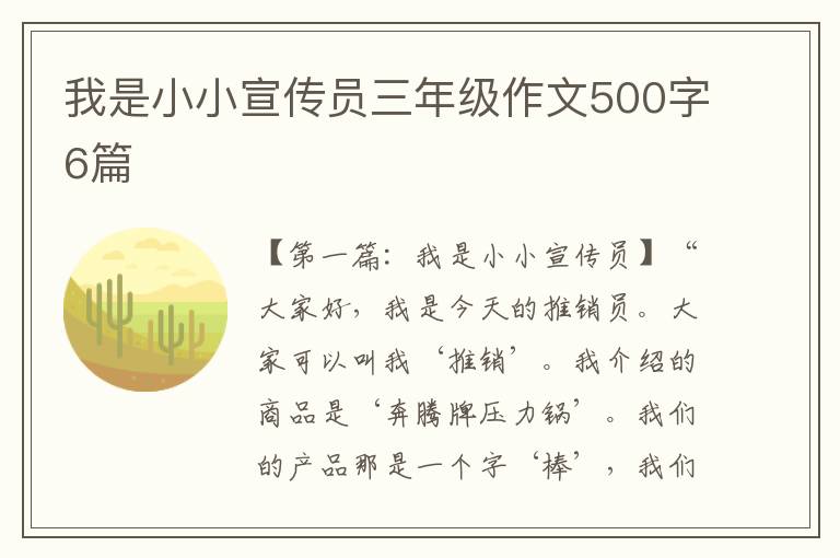 我是小小宣传员三年级作文500字6篇