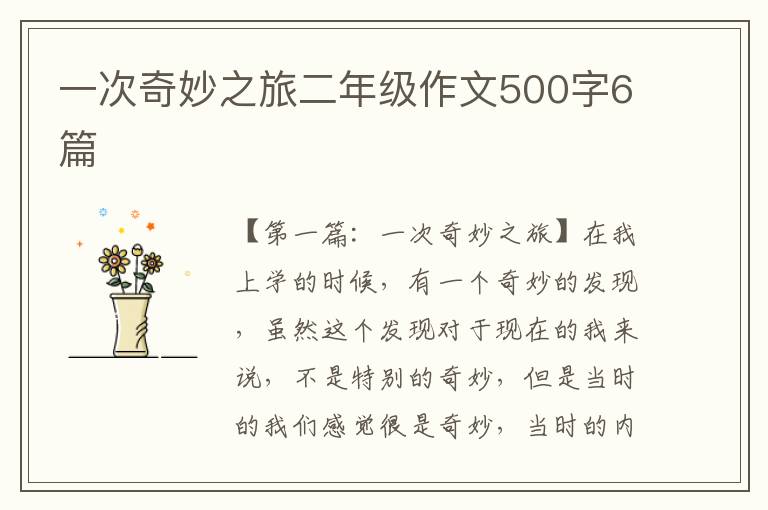 一次奇妙之旅二年级作文500字6篇