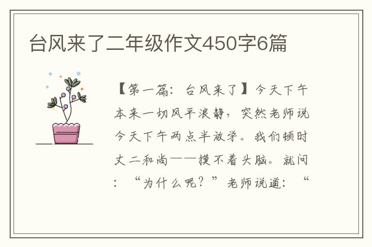 台风来了二年级作文450字6篇