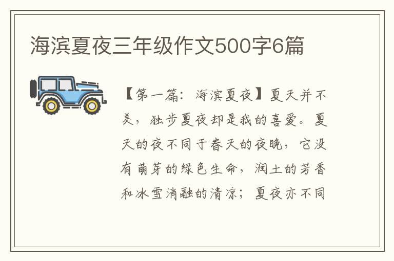 海滨夏夜三年级作文500字6篇