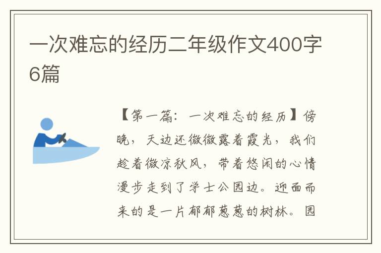 一次难忘的经历二年级作文400字6篇