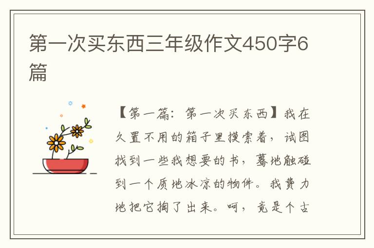 第一次买东西三年级作文450字6篇