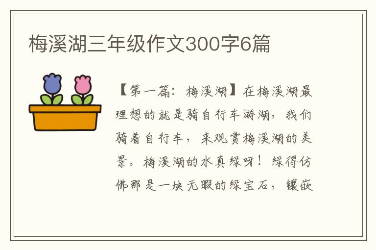 梅溪湖三年级作文300字6篇