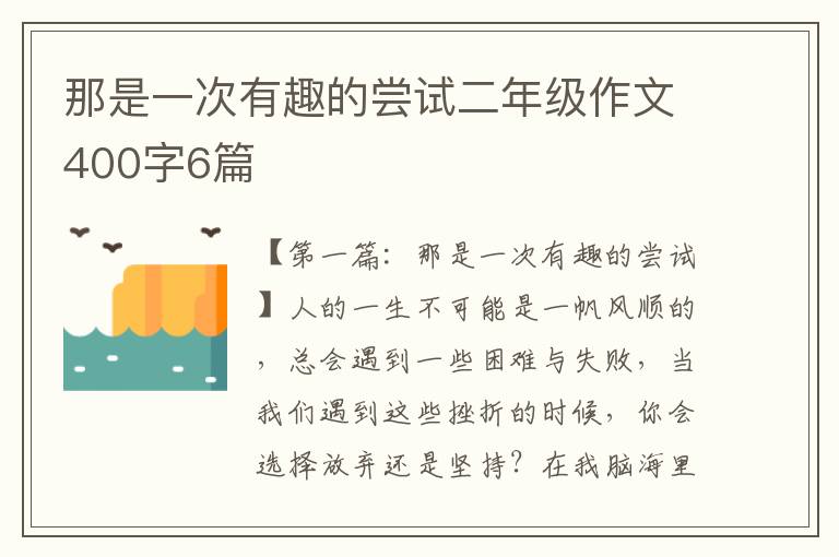 那是一次有趣的尝试二年级作文400字6篇