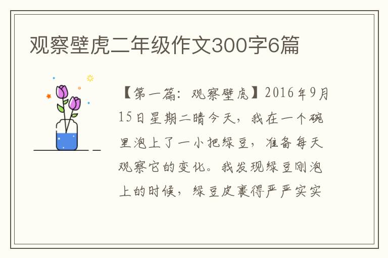 观察壁虎二年级作文300字6篇