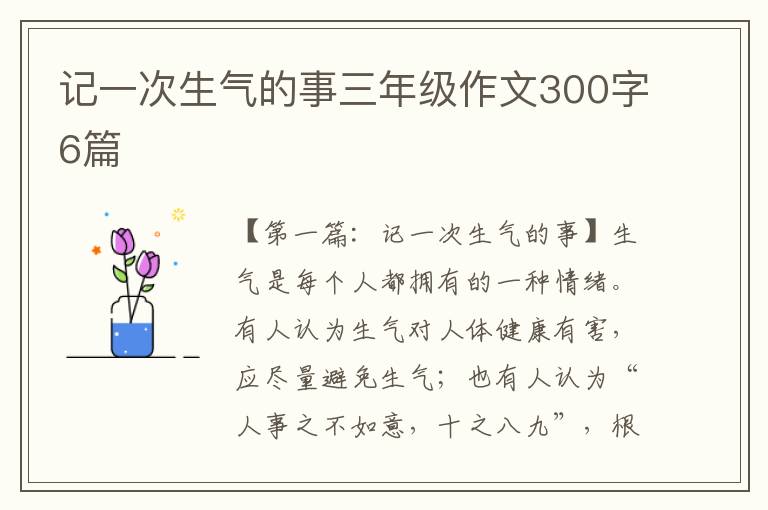 记一次生气的事三年级作文300字6篇