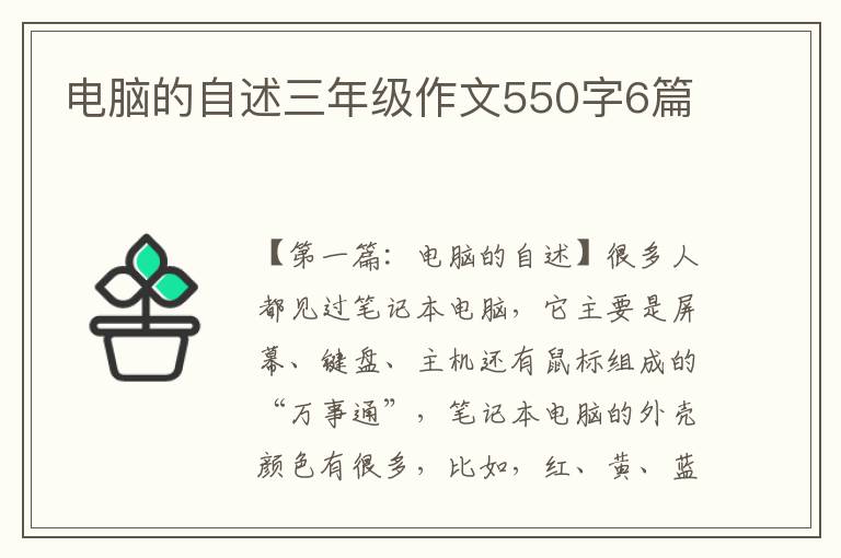 电脑的自述三年级作文550字6篇