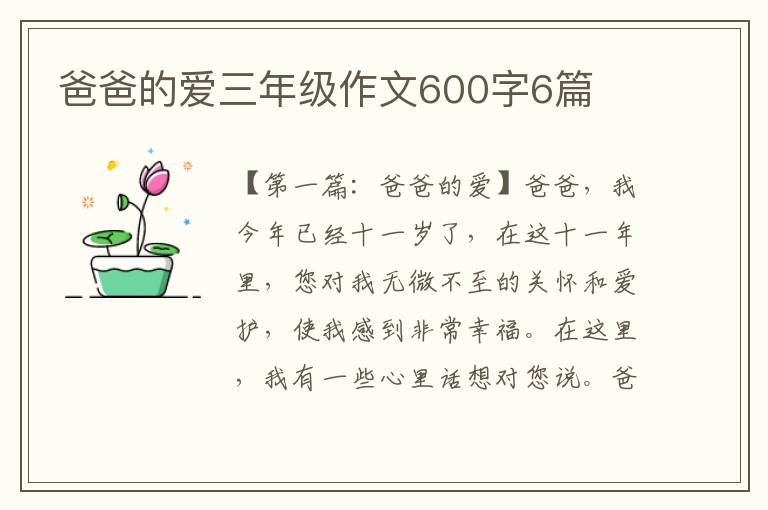 爸爸的爱三年级作文600字6篇