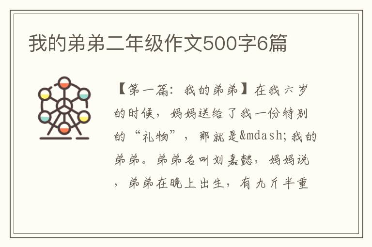 我的弟弟二年级作文500字6篇