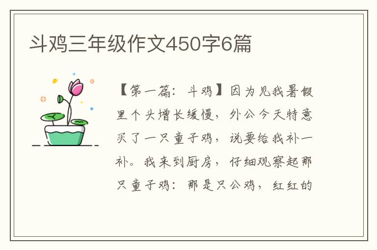 斗鸡三年级作文450字6篇