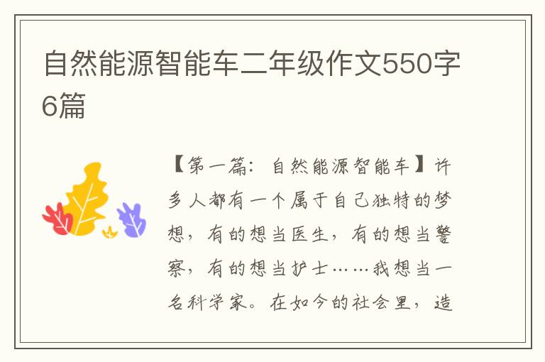 自然能源智能车二年级作文550字6篇