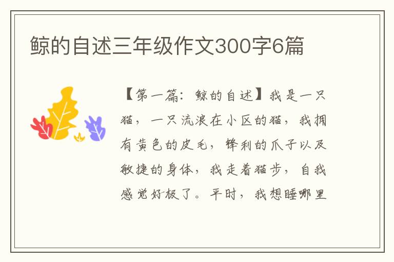 鲸的自述三年级作文300字6篇