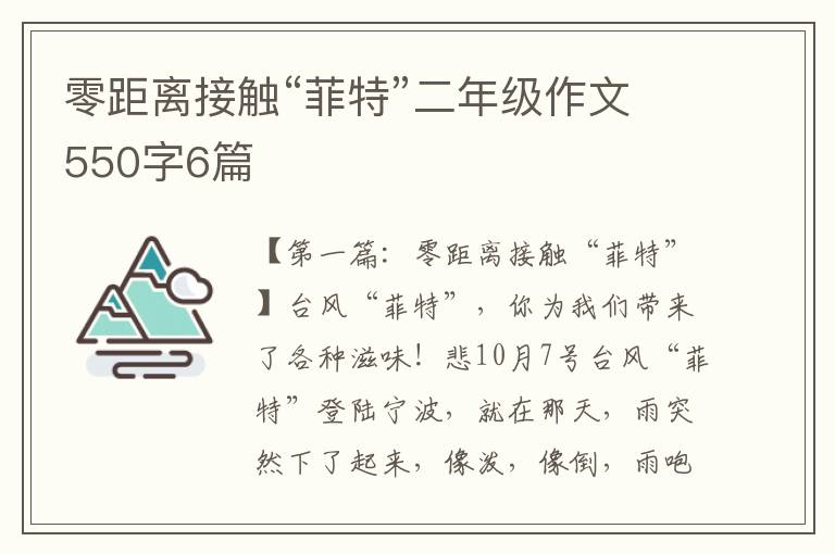 零距离接触“菲特”二年级作文550字6篇