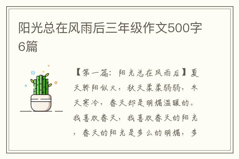 阳光总在风雨后三年级作文500字6篇