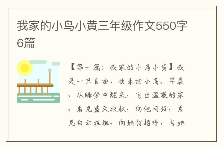 我家的小鸟小黄三年级作文550字6篇