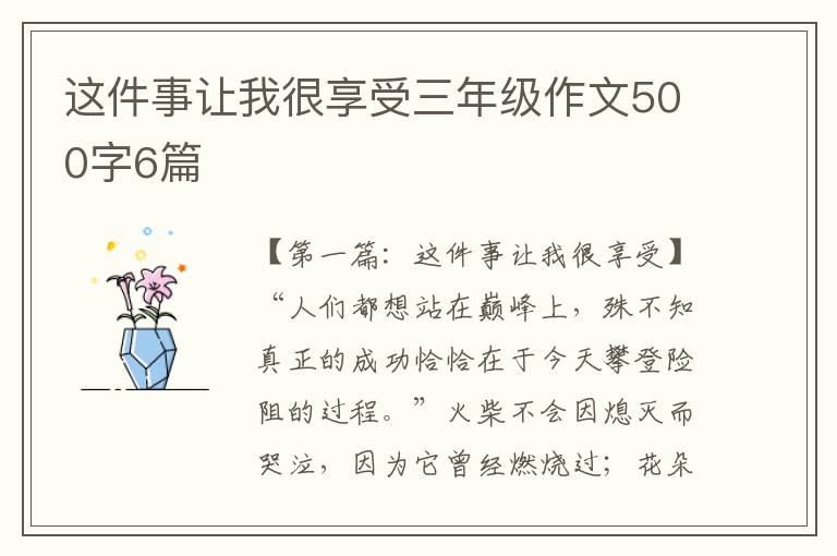 这件事让我很享受三年级作文500字6篇