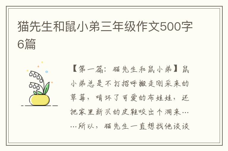 猫先生和鼠小弟三年级作文500字6篇