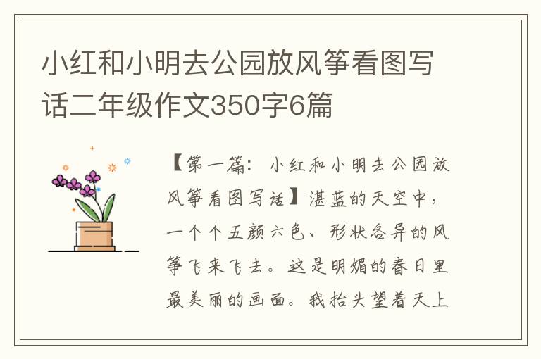 小红和小明去公园放风筝看图写话二年级作文350字6篇