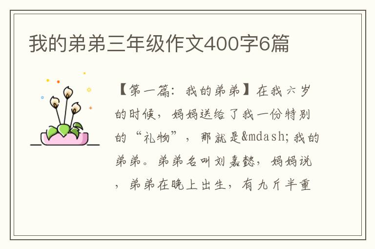 我的弟弟三年级作文400字6篇