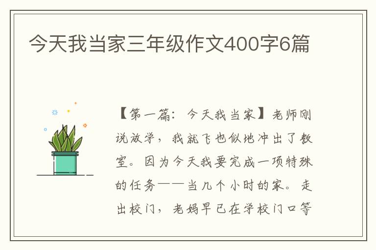 今天我当家三年级作文400字6篇