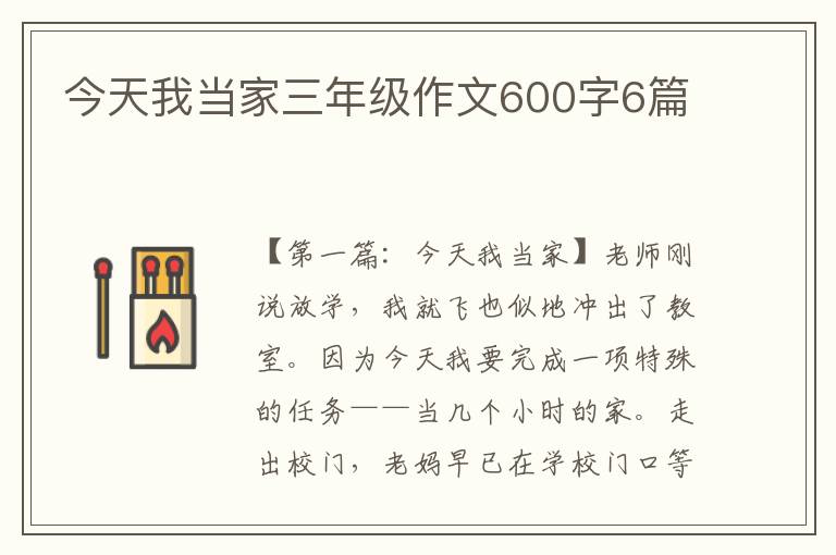 今天我当家三年级作文600字6篇