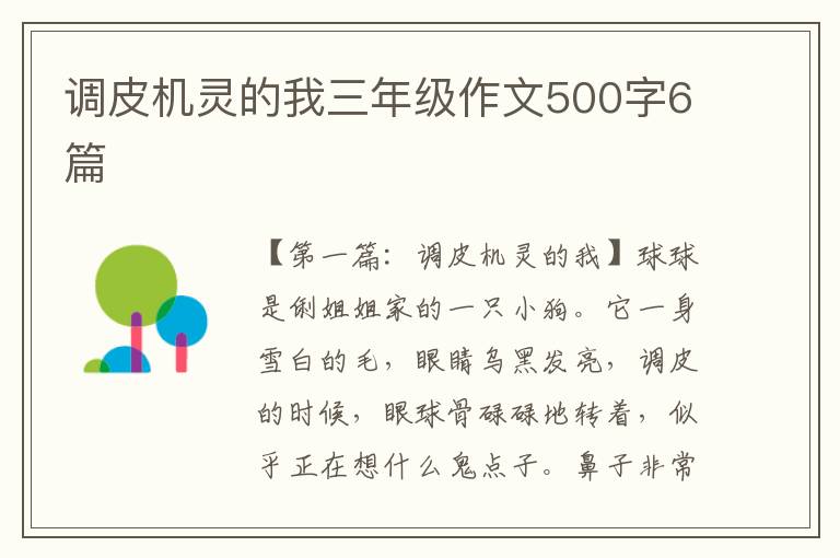 调皮机灵的我三年级作文500字6篇