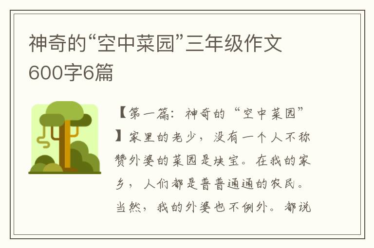 神奇的“空中菜园”三年级作文600字6篇