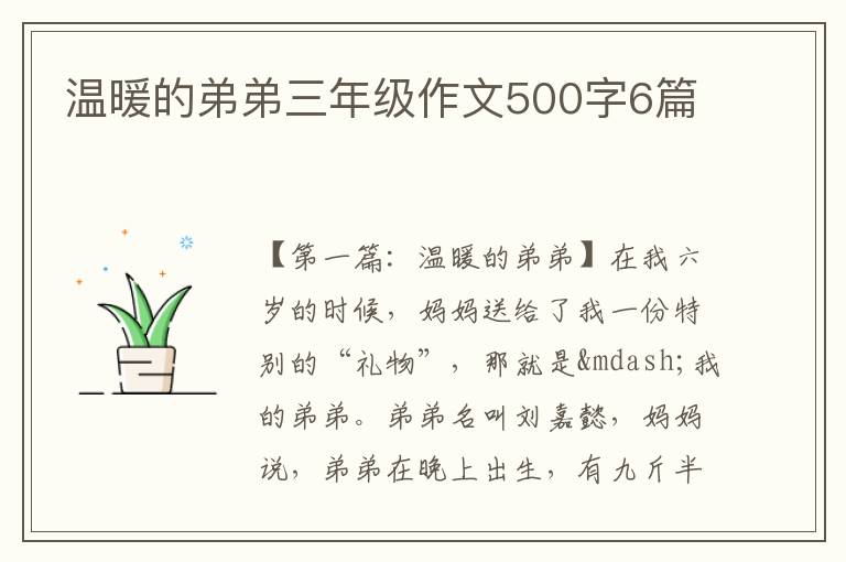 温暖的弟弟三年级作文500字6篇