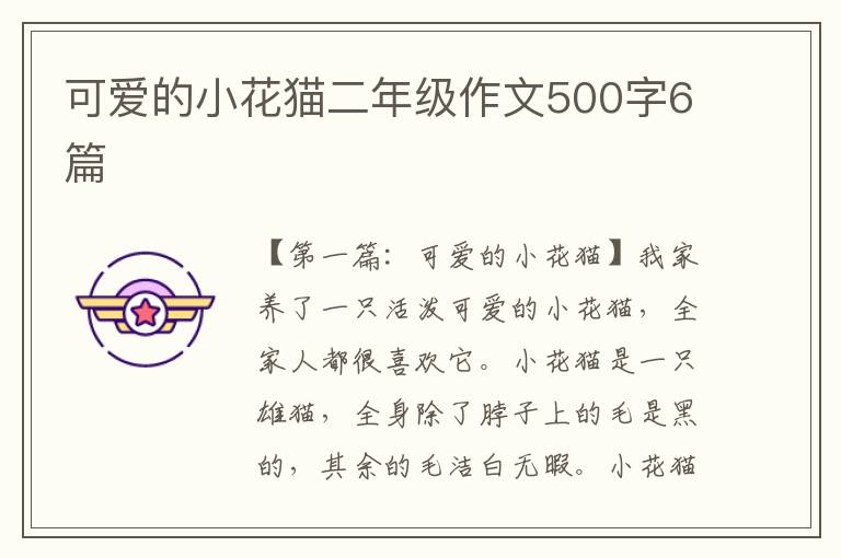 可爱的小花猫二年级作文500字6篇