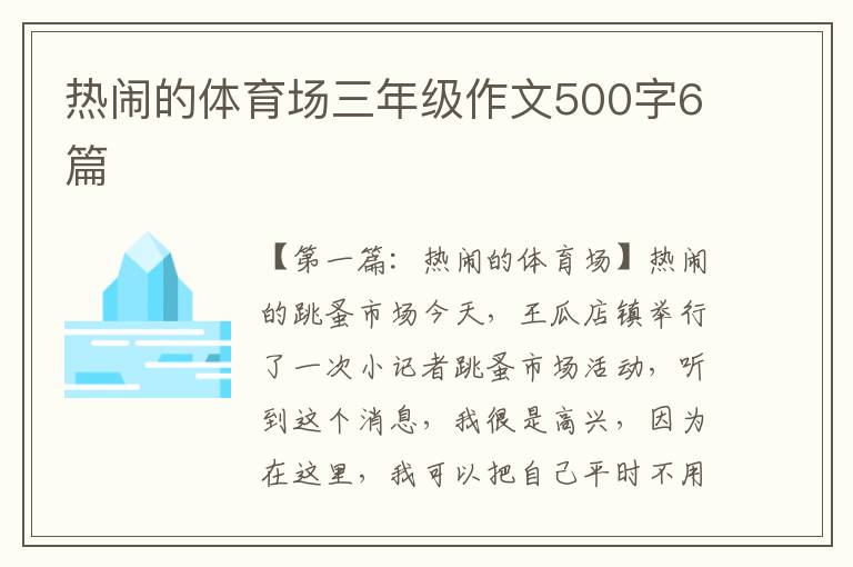 热闹的体育场三年级作文500字6篇