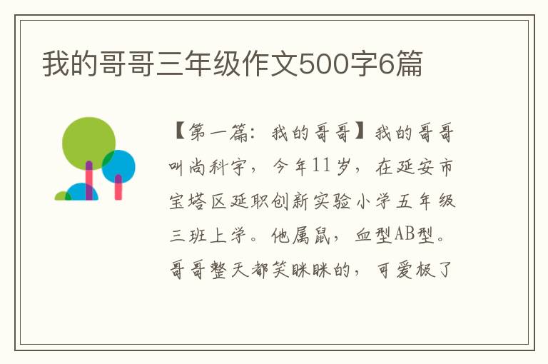 我的哥哥三年级作文500字6篇