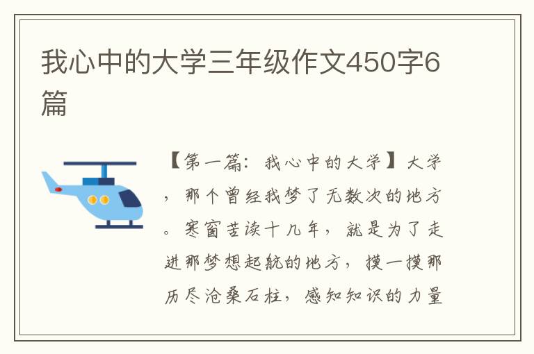 我心中的大学三年级作文450字6篇