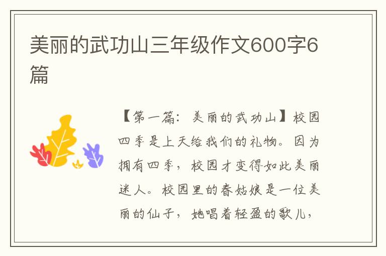 美丽的武功山三年级作文600字6篇