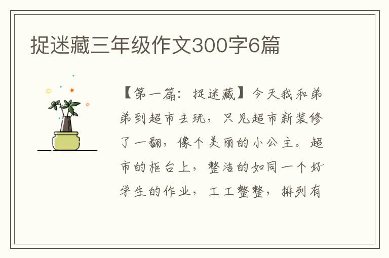 捉迷藏三年级作文300字6篇